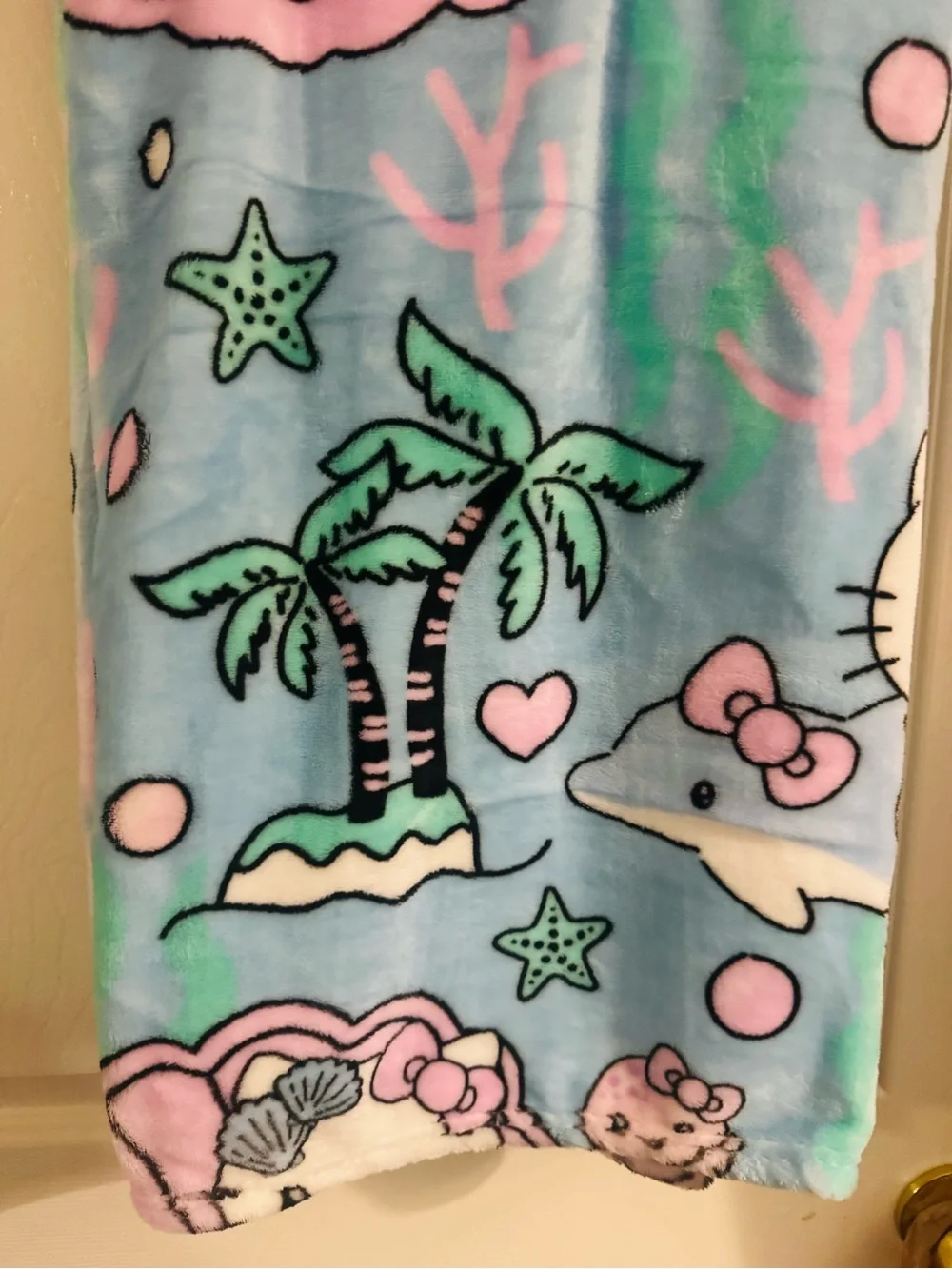Hello Kitty Mermaid Dolphin Jellyfish plushThrow 50” X 70” BNWT